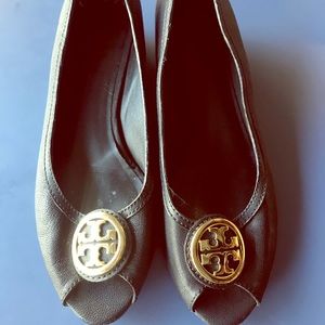 Tory Burch low wedge peep toe heel. Size 9.5